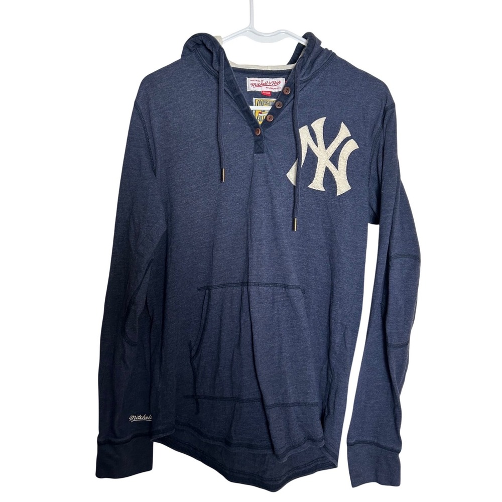 Mitchell & Ness‎ New York Yankees Cooperstown Henley Hoodie Navy Blue Small NYC